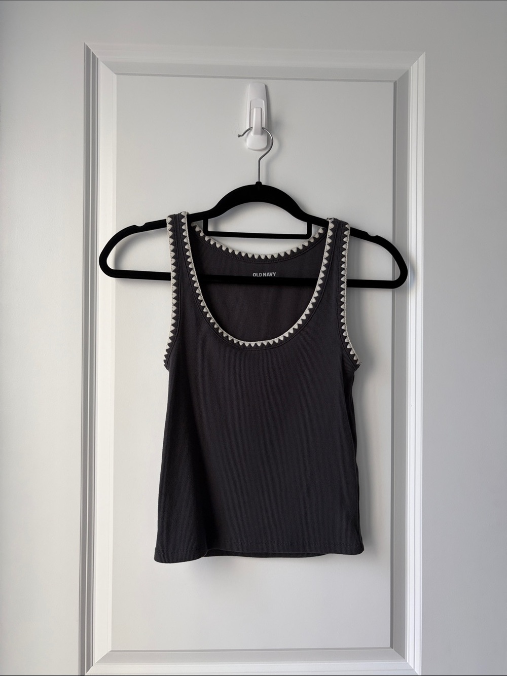 OLD NAVY Charcoal Gray Tank top with White Trim